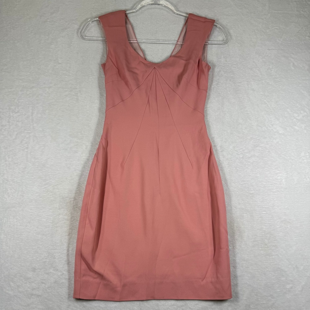 Reiss Womens USA 0 Dusty Pink Pleated V-Neck Sleeveless Sheath Cocktail Dress